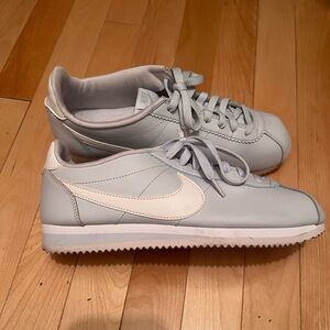 Nike Light Blue and White Classic Cortez Sneakers